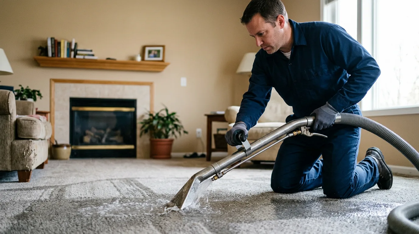 Water damage restoration technician working near Baldwin, IL